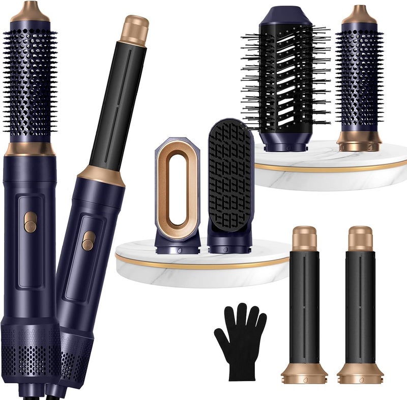 OKWRAP 6 in ONE Blow Dryer Brush, Curling Wand Hair Styling Tools Set, Ionic Hot Air Hair Dryer, Massage Oval Hair Dryer, Left&Right Hair Curlers 100-120V - Image 1
